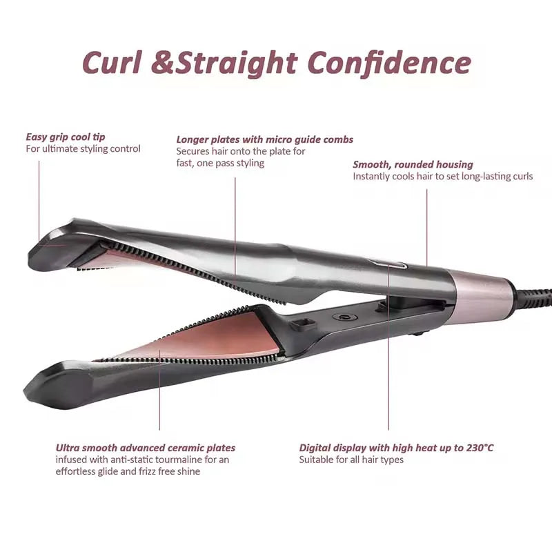 2-in-1 Twisted Hair Straightener and Curling Iron Ceramic Styler