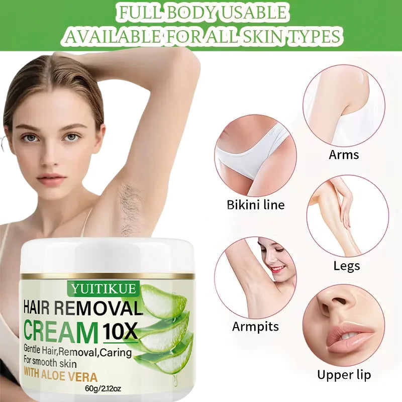 Aloe Vera Hair Removal Cream 60g Unisex Body Hair Remover - 14