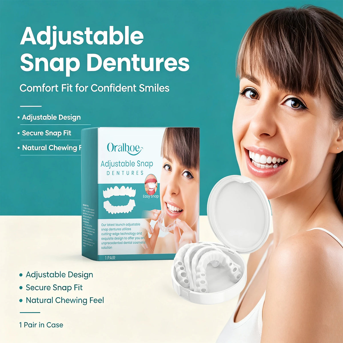 Adjustable Snap-On Dentures for Instant Smile Repair