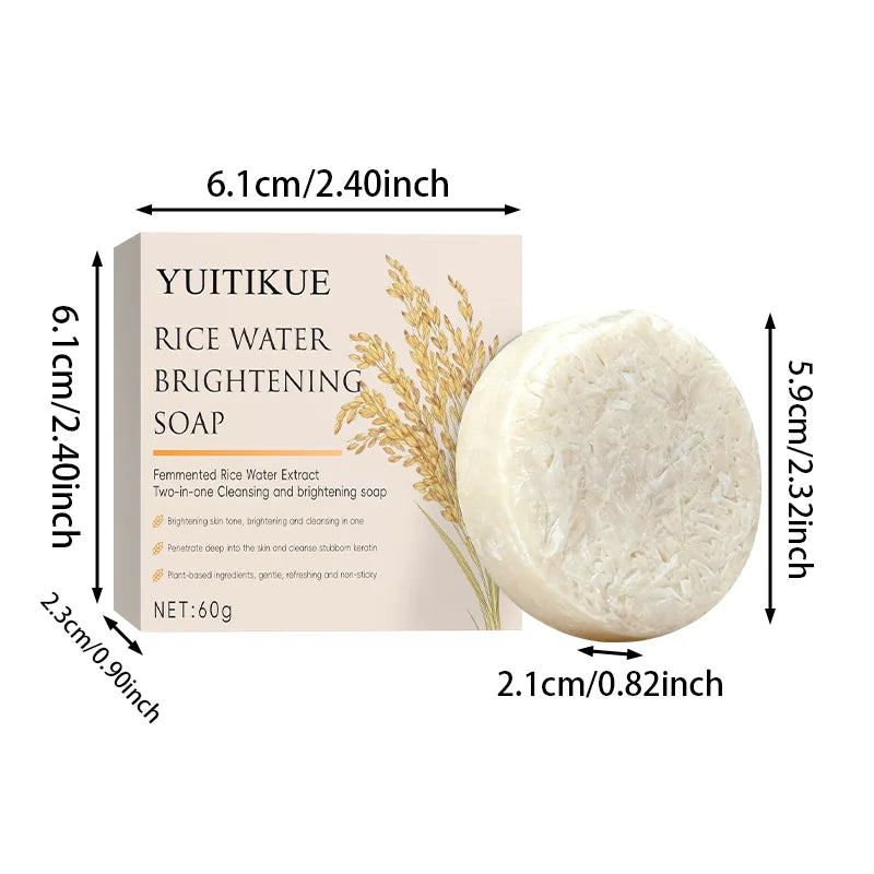 Rice Water Brightening Soap Moisturizing Cleansing Bar for Face Body