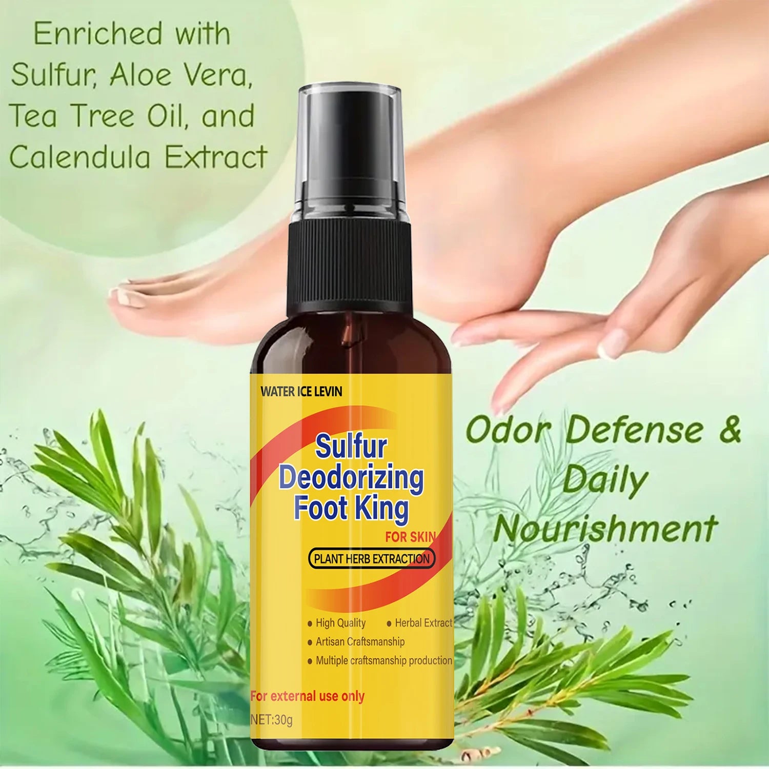 Sulfur Foot Deodorizer Spray Herbal Odor Control and Skin Moisturizer - 3