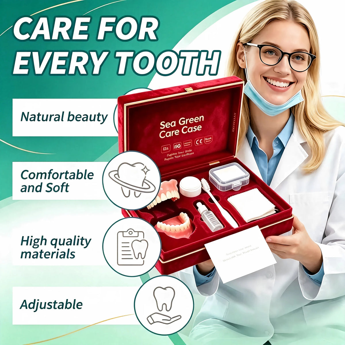 Complete Denture Care Kit with Travel Storage Case