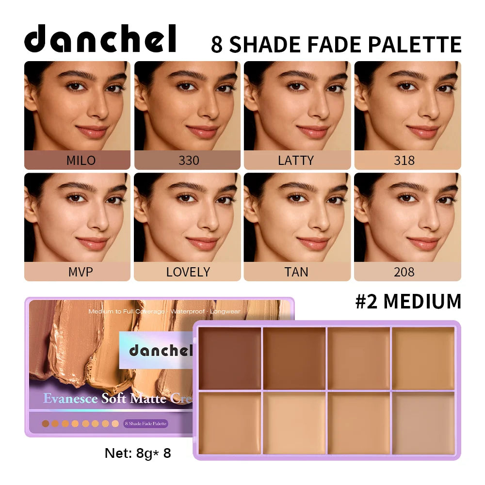 8-Shade Waterproof Cream Concealer Palette for Full Coverage