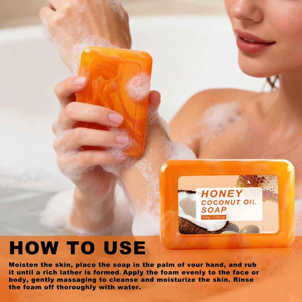 Honey Coconut Oil Soap Natural Cleansing Moisturizing Bar for Face Body