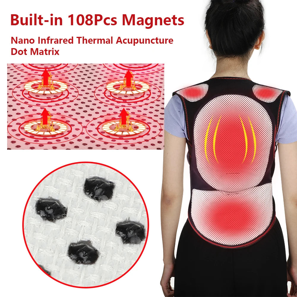 Self-Heating Magnetic Back and Shoulder Support Brace