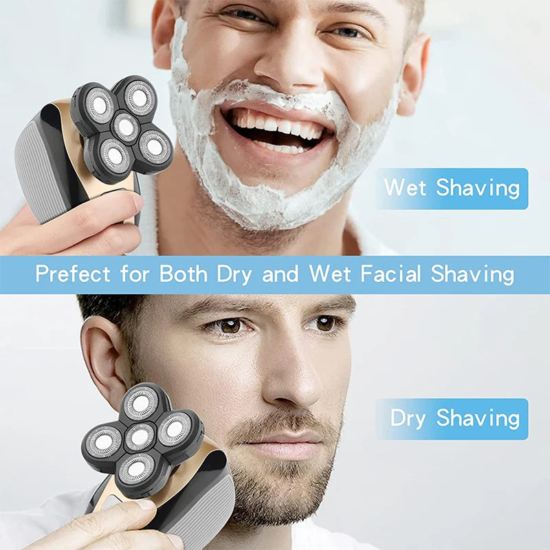 5 in 1 Electric Rotary Shaver Waterproof Beard Trimmer and Grooming Kit