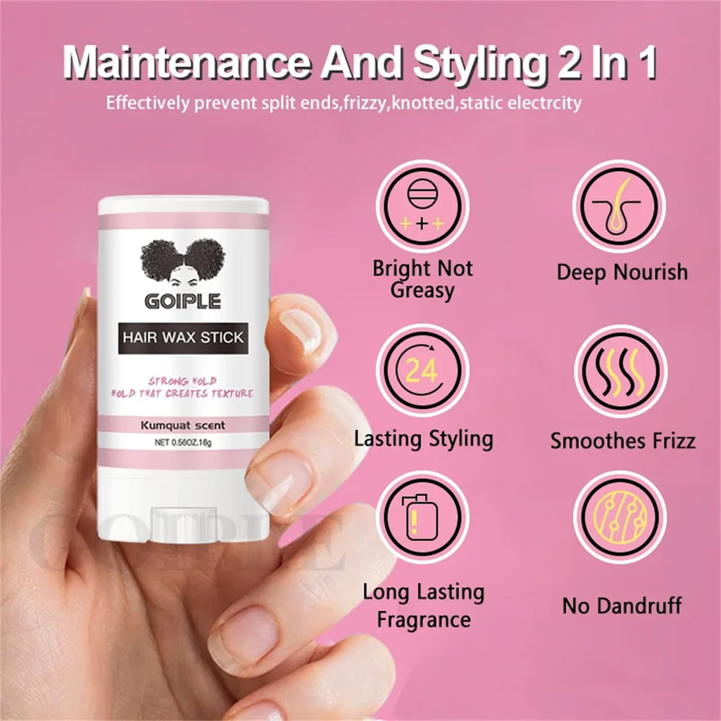 Hair Wax Stick and Edge Control Gel Set with Styling Combs