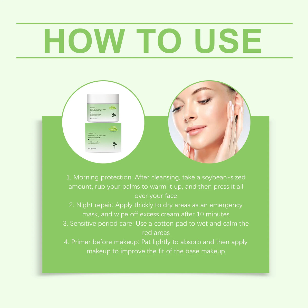 Centella Asiatica Soothing Cream for Sensitive Skin Redness Relief