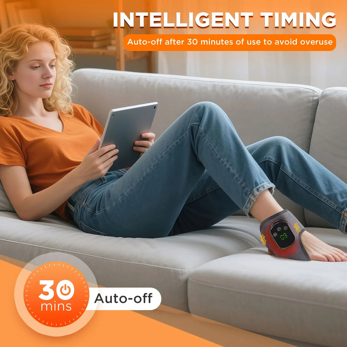Heated Ankle Massager with Vibration Therapy for Pain Relief