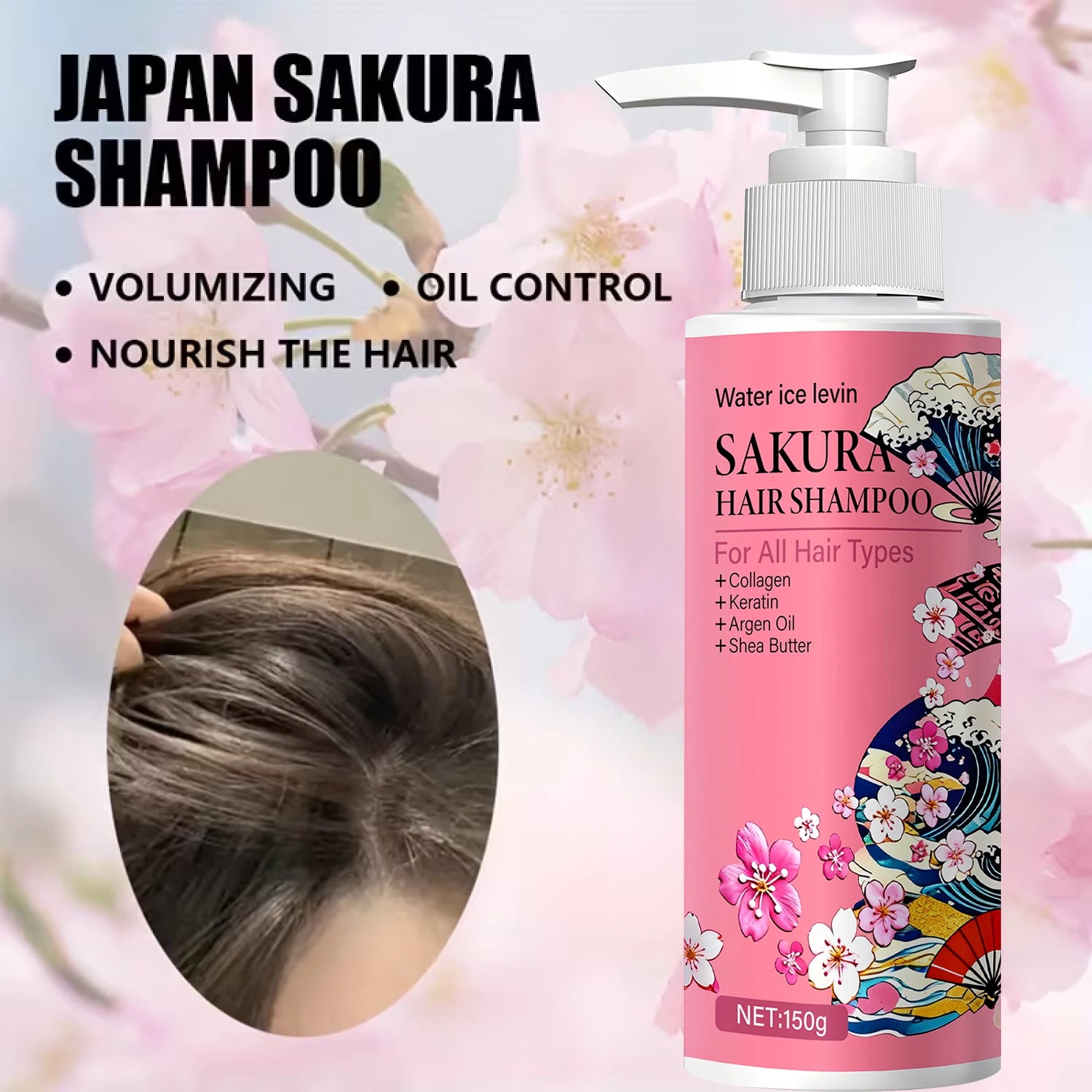 Sakura Hair Shampoo with Collagen Keratin Argan Oil and Shea Butter 150g - 3
