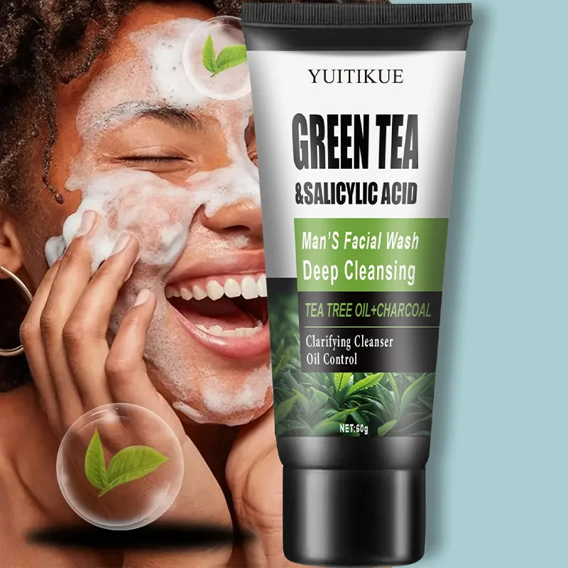 YUITIKUE Mens Facial Wash Green Tea and Salicylic Acid Cleanser 60g - 6
