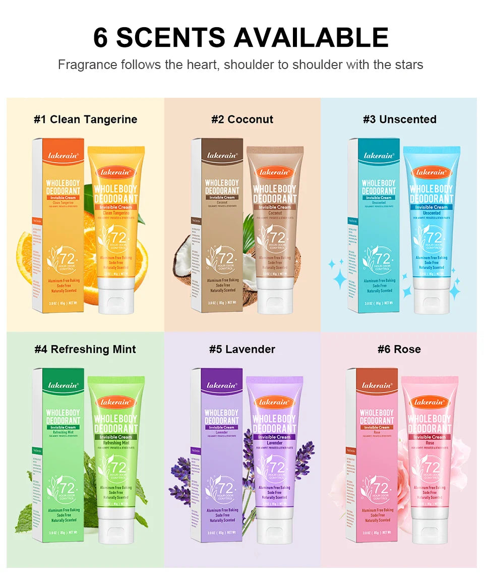Long-Lasting Invisible Whole Body Deodorant Cream