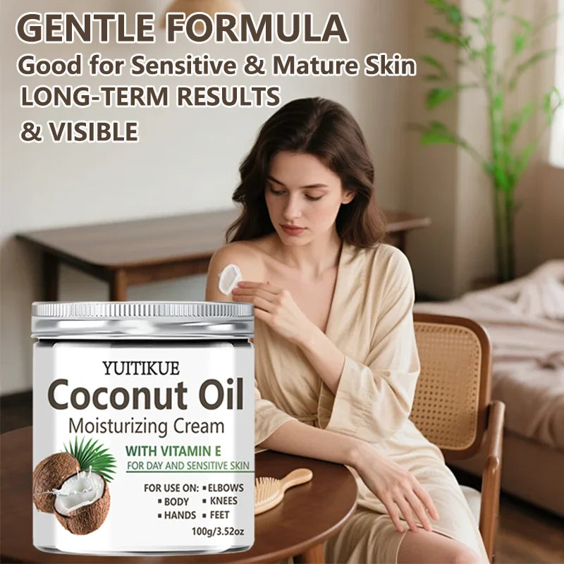 YUITIKUE Coconut Oil Moisturizing Body Cream for Dry Skin 100g
