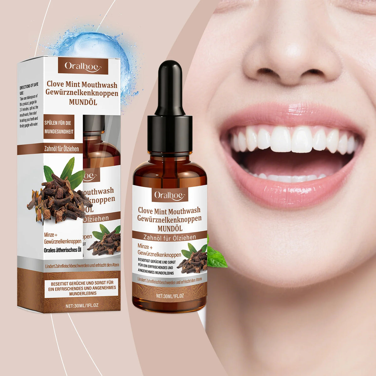 Clove Mint Mouthwash for Bad Breath and Oral Hygiene
