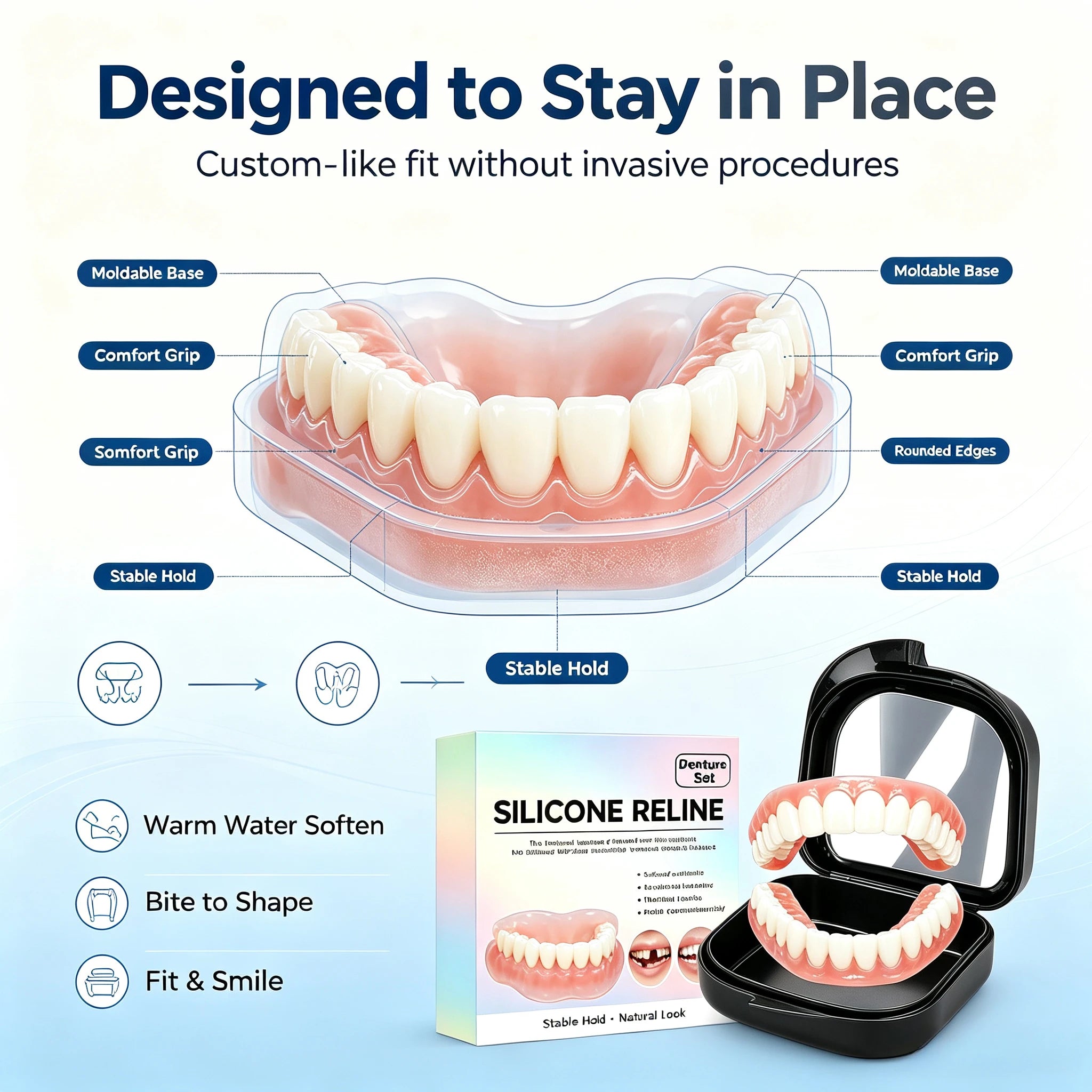 Comfort Fit Silicone Dentures for Instant Smile Correction - 12