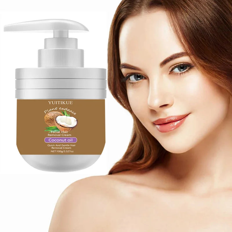 Facial Hair Removal Cream Gentle Coconut Oil Depilatory for Smooth Skin