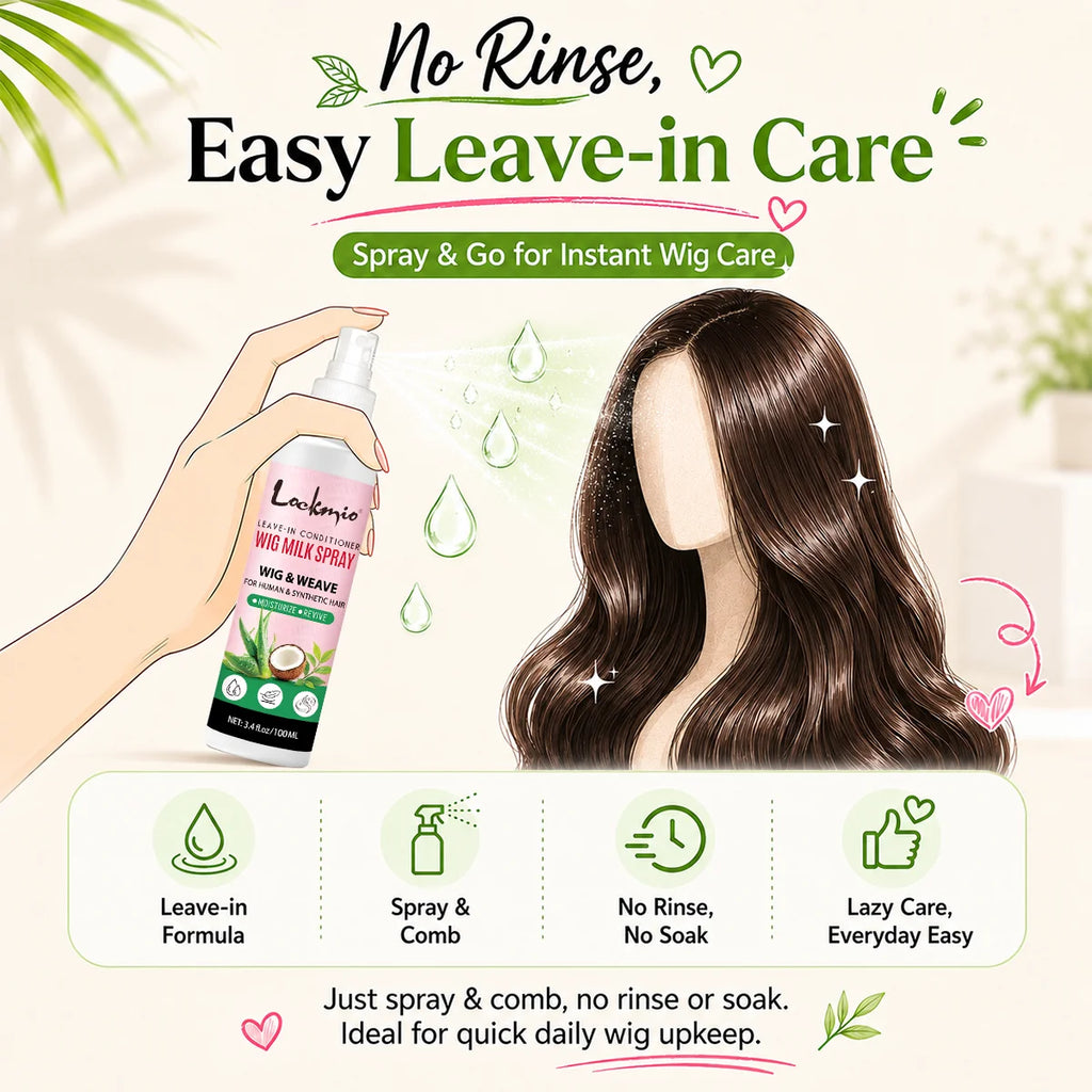Lockmio Wig Milk Spray Leave-in Conditioner for Synthetic and Human Hair