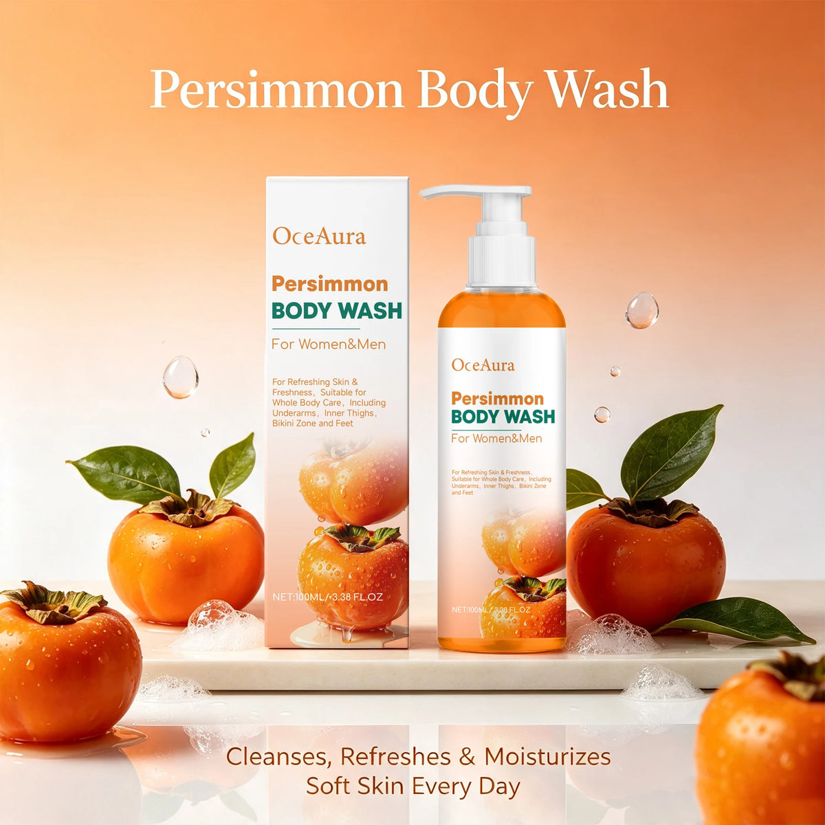 Natural Persimmon Odor Eliminating Body Wash for Men and Women