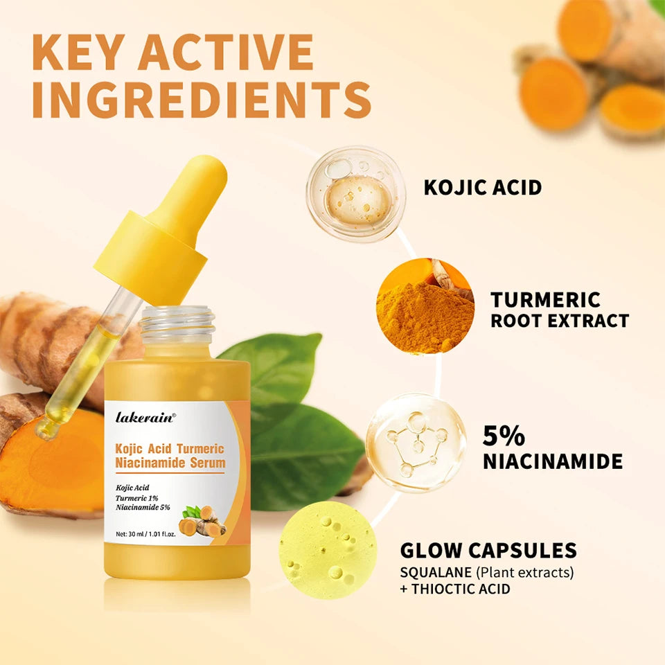 Brightening Kojic Acid and Turmeric Face Serum for Glowing Skin - 15