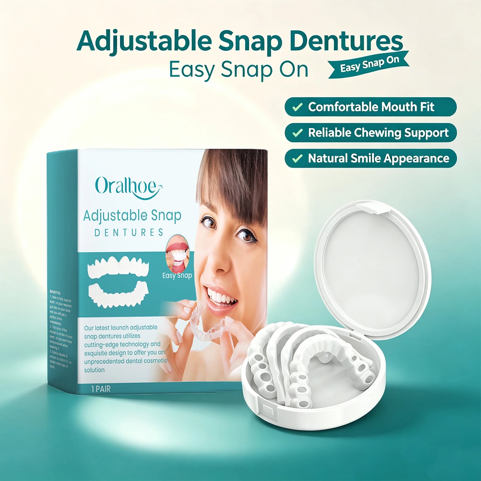Adjustable Snap-On Dentures for Instant Smile Repair - 3