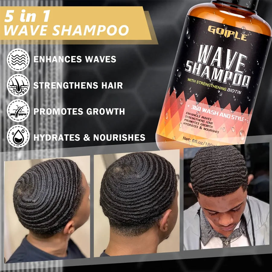Goiple 360 Wave Shampoo and Strong Hold Hair Pomade Styling Set