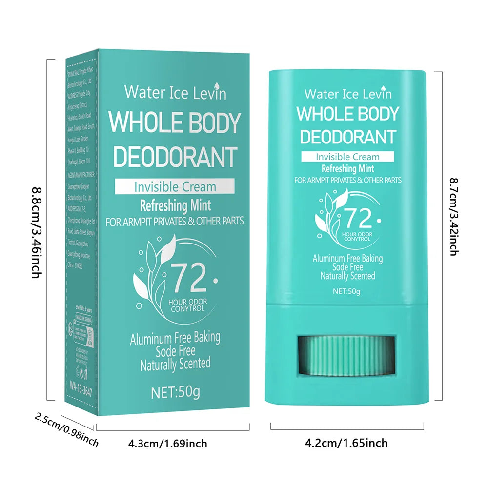 Whole Body Deodorant Invisible Cream Stick Anti Sweat Refreshing Mint