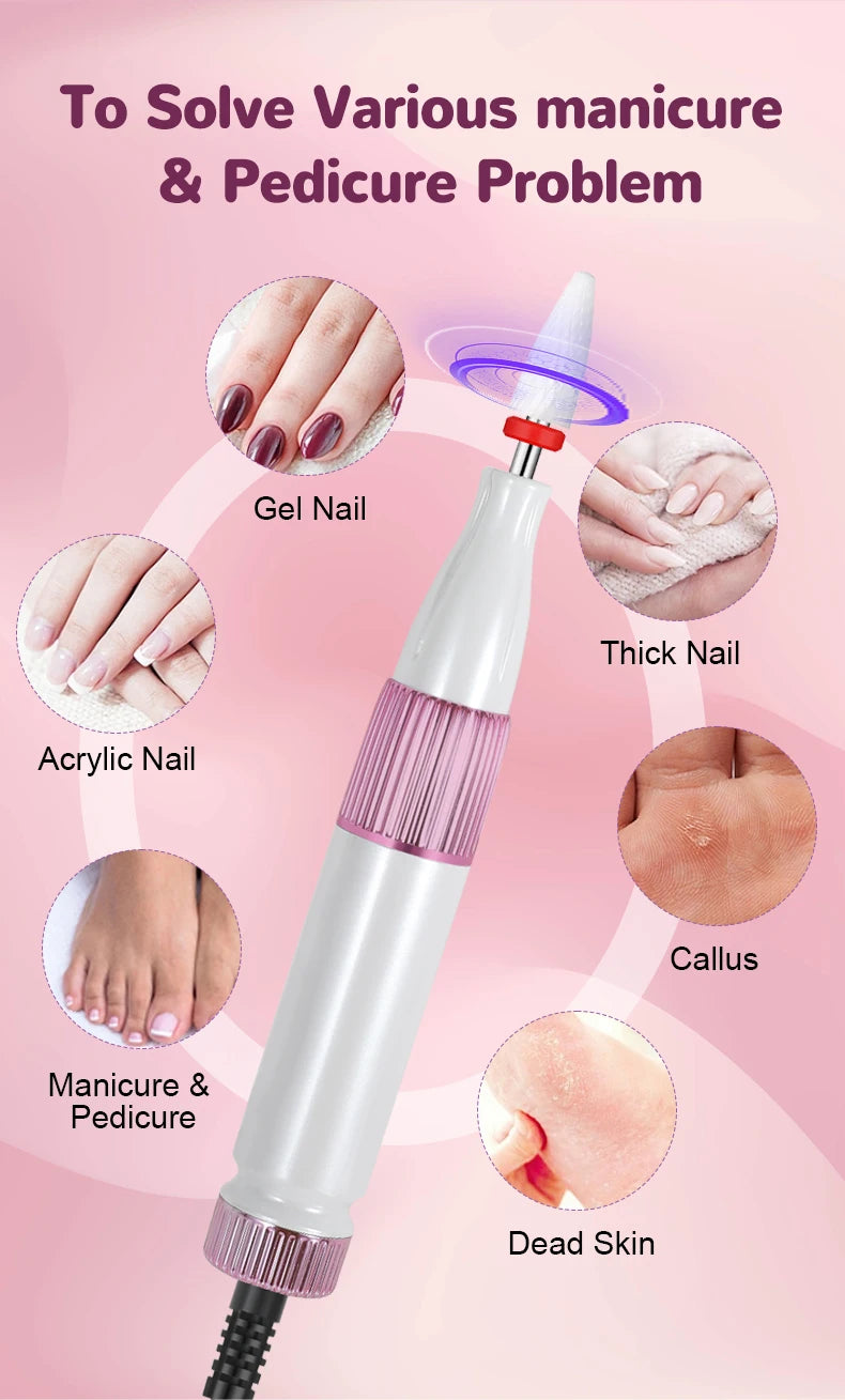 Portable Rechargeable Electric Nail Drill for Manicure and Pedicure - 12