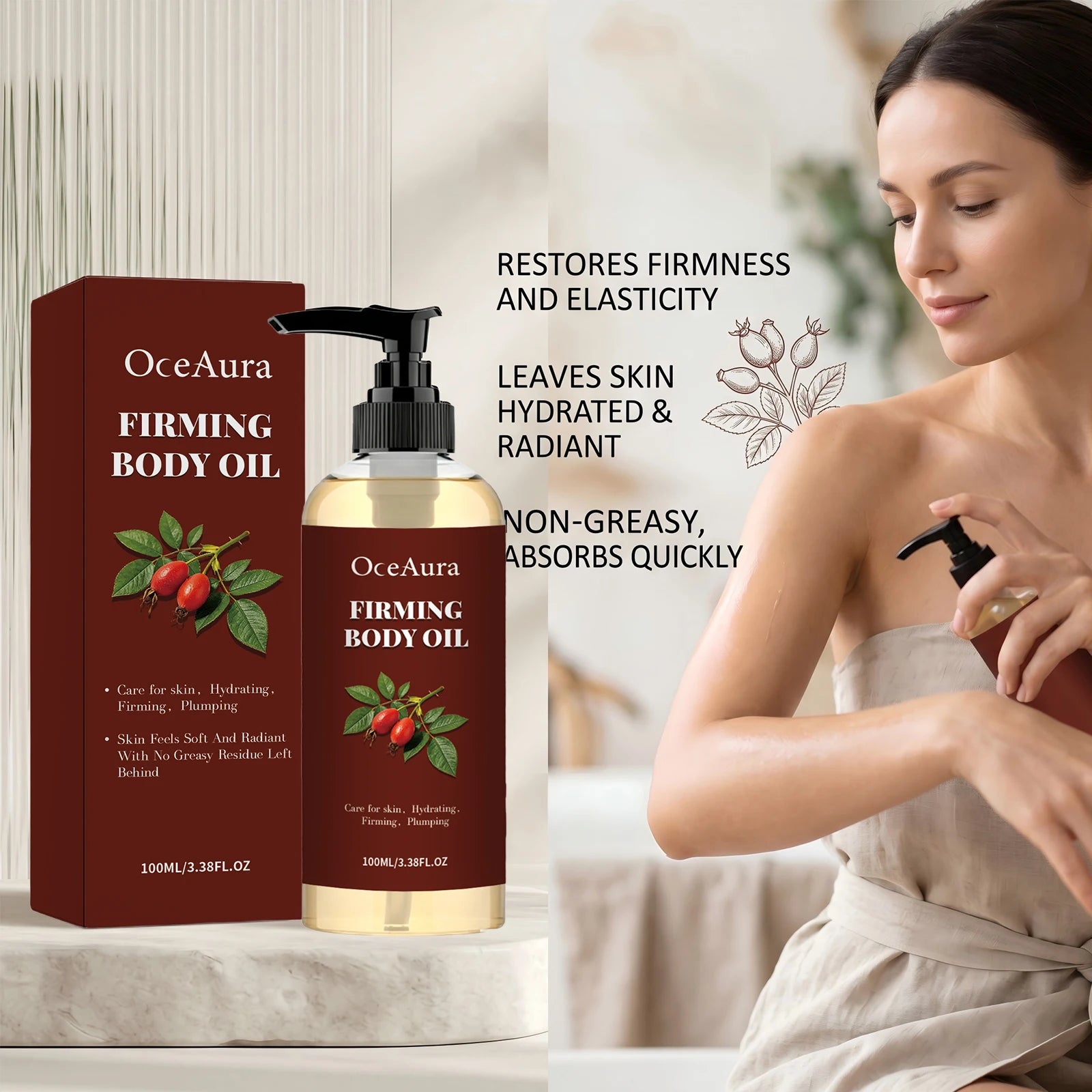 Hydrating Firming Body Oil for Skin Tightening and Elasticity - 2