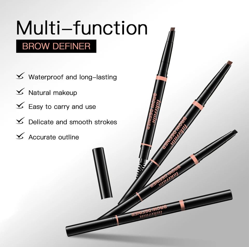 Waterproof Triangular Eyebrow Pencil with Grooming Brush