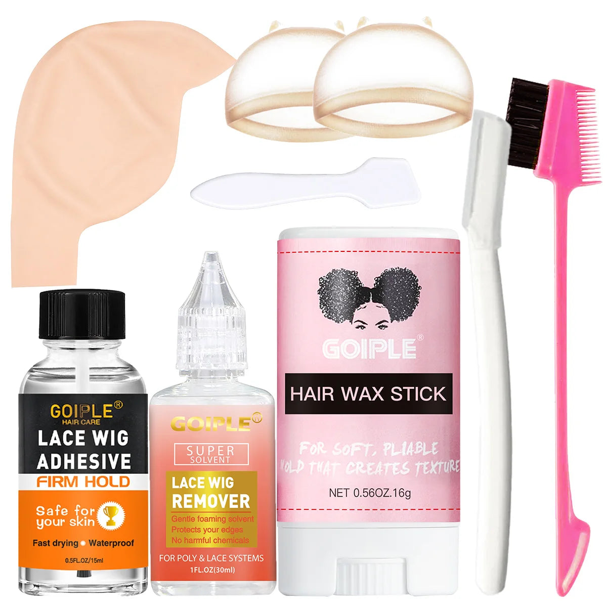 Goiple Lace Wig Adhesive and Hair Styling Kit 9 Piece Set