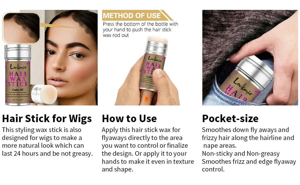 75g Solid Hair Wax Stick with 3 Piece Styling Comb Set