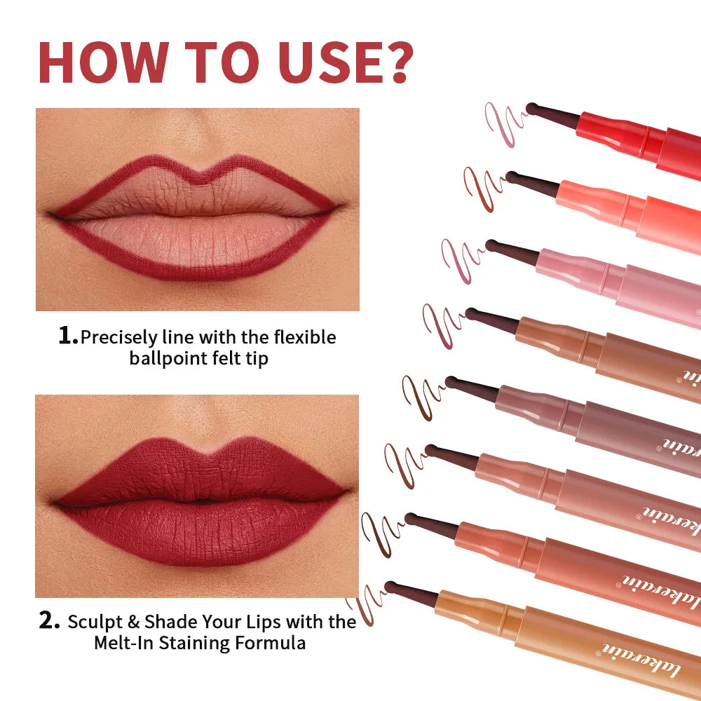 Long-Lasting Waterproof Felt-Tip Lip Liner Stain