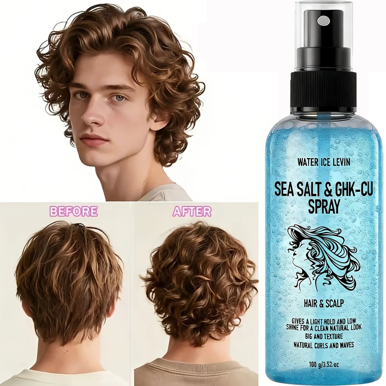 Sea Salt Hair Serum GHK-CU Spray for Curly Hair Volume and Texture - 2