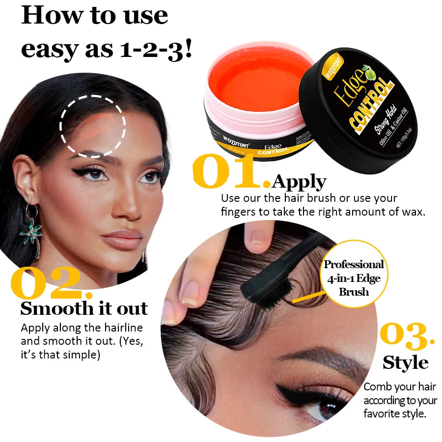 Edge Control Wax and Hair Styling Wax Stick Set with Combs