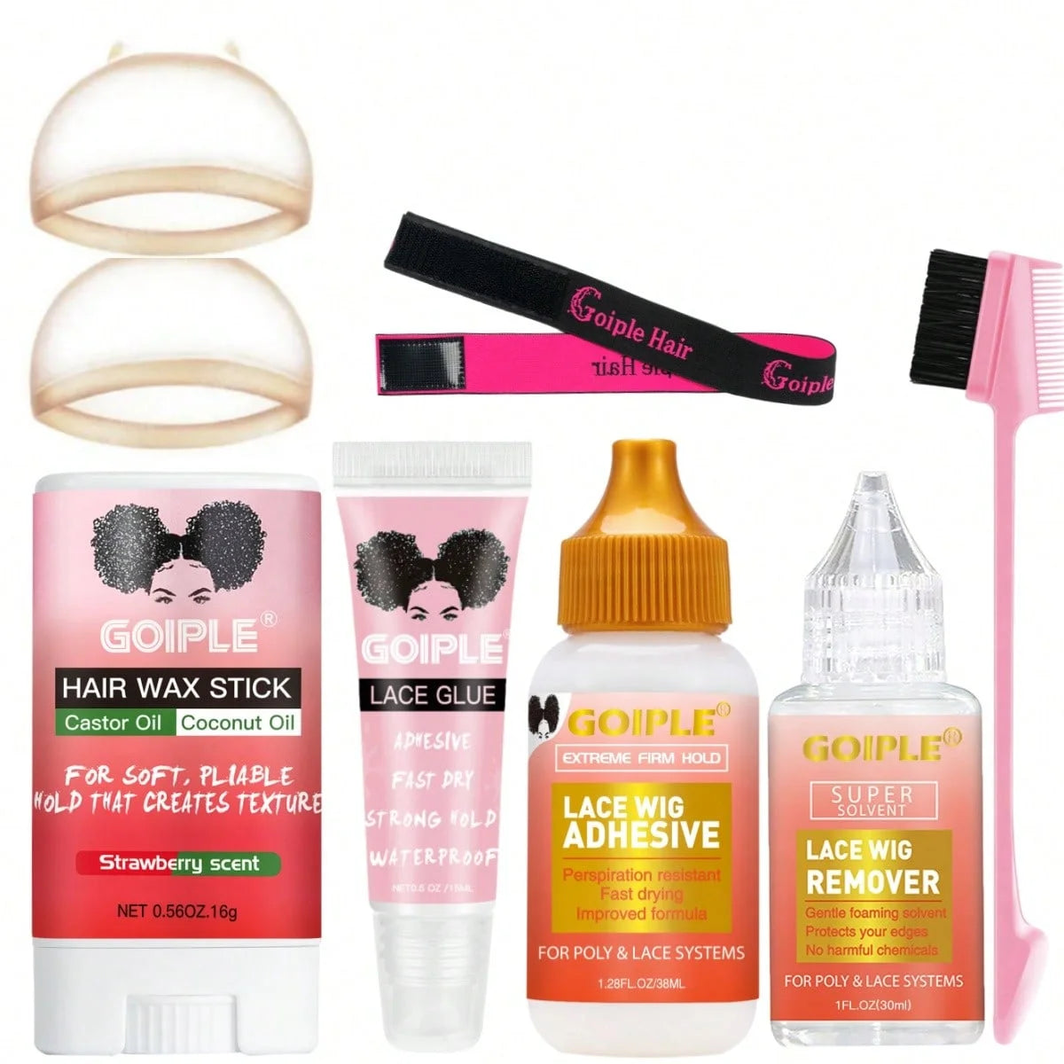 Goiple Lace Wig Bonding Kit Waterproof Glue Wax Stick and Remover Set