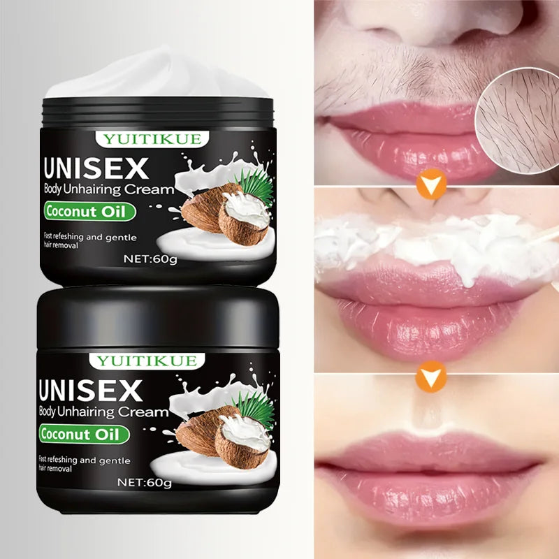 YUITIKUE Unisex Body Hair Removal Cream Gentle Coconut Oil Depilatory