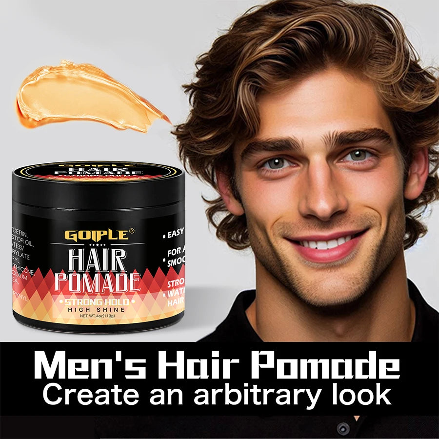 Goiple Men Hair Pomade Strong Hold High Shine Styling Gel Wax 113g