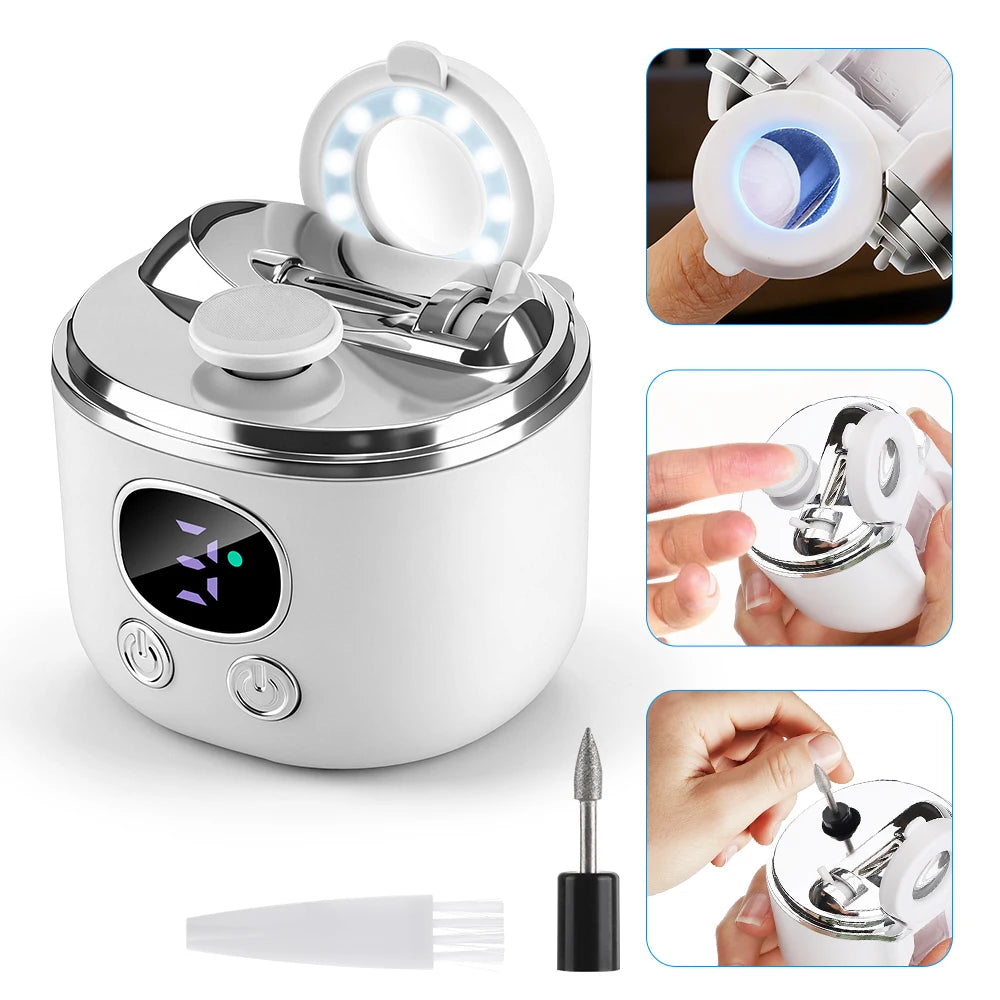 Electric Nail Clipper with LED Magnifier for Seniors and Kids - 1