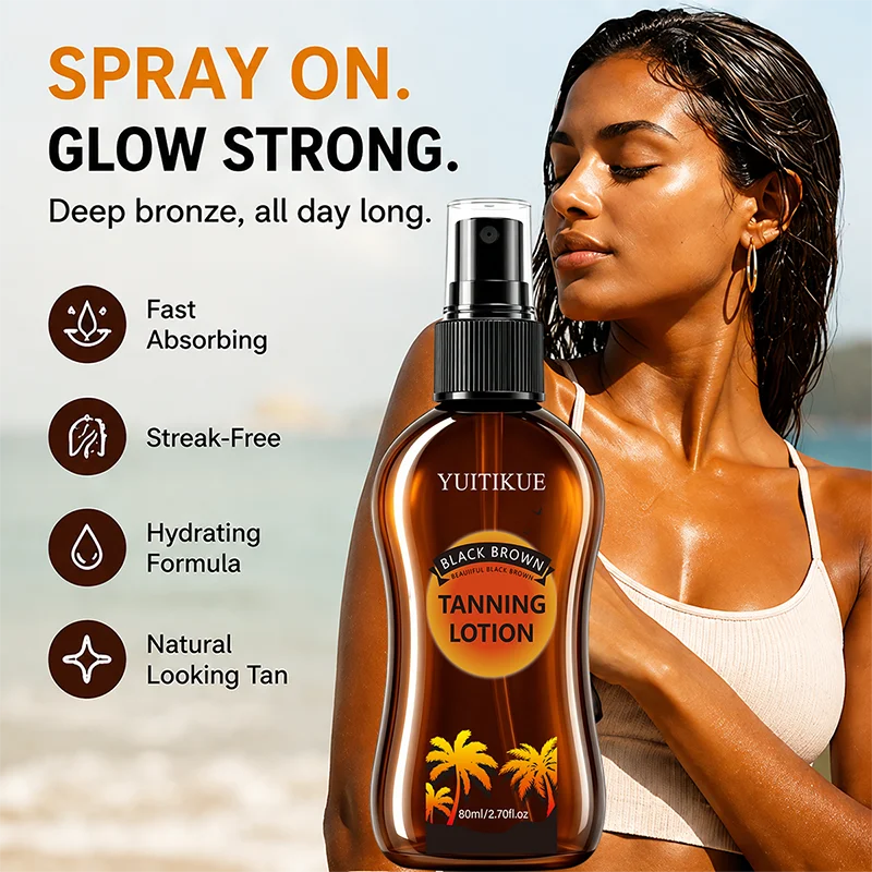 YUITIKUE Natural Sun Tanning Lotion Streak Free Body Bronzer Spray 80ml