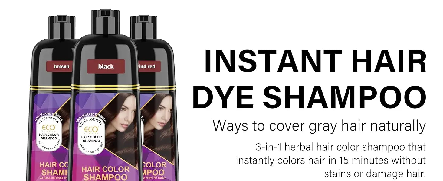 400ml 3 in 1 Hair Color Dye Shampoo for Gray Coverage - 8