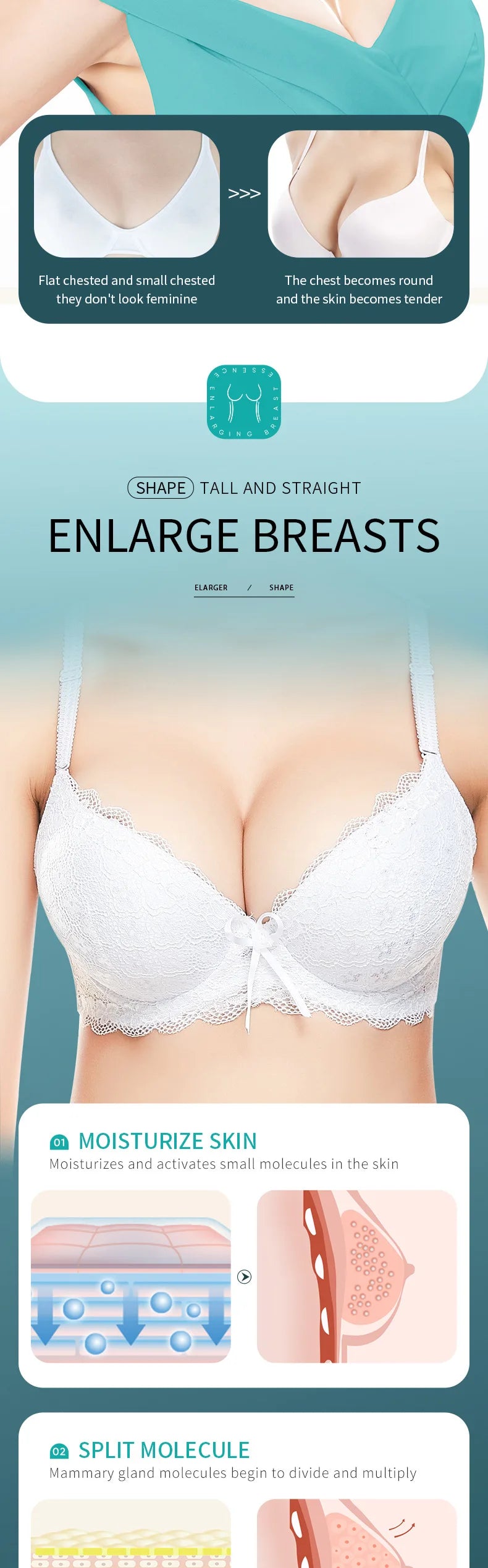 Sadoer Breast Enhancement Care Set Firming Cream and Essential Oil - 30