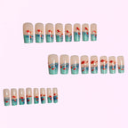 Goldfish Print French Tip Press On Nails Square False Nail Art Set
