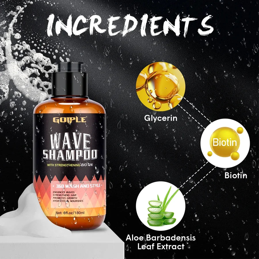 Goiple 360 Wave Shampoo and Strong Hold Hair Pomade Styling Set