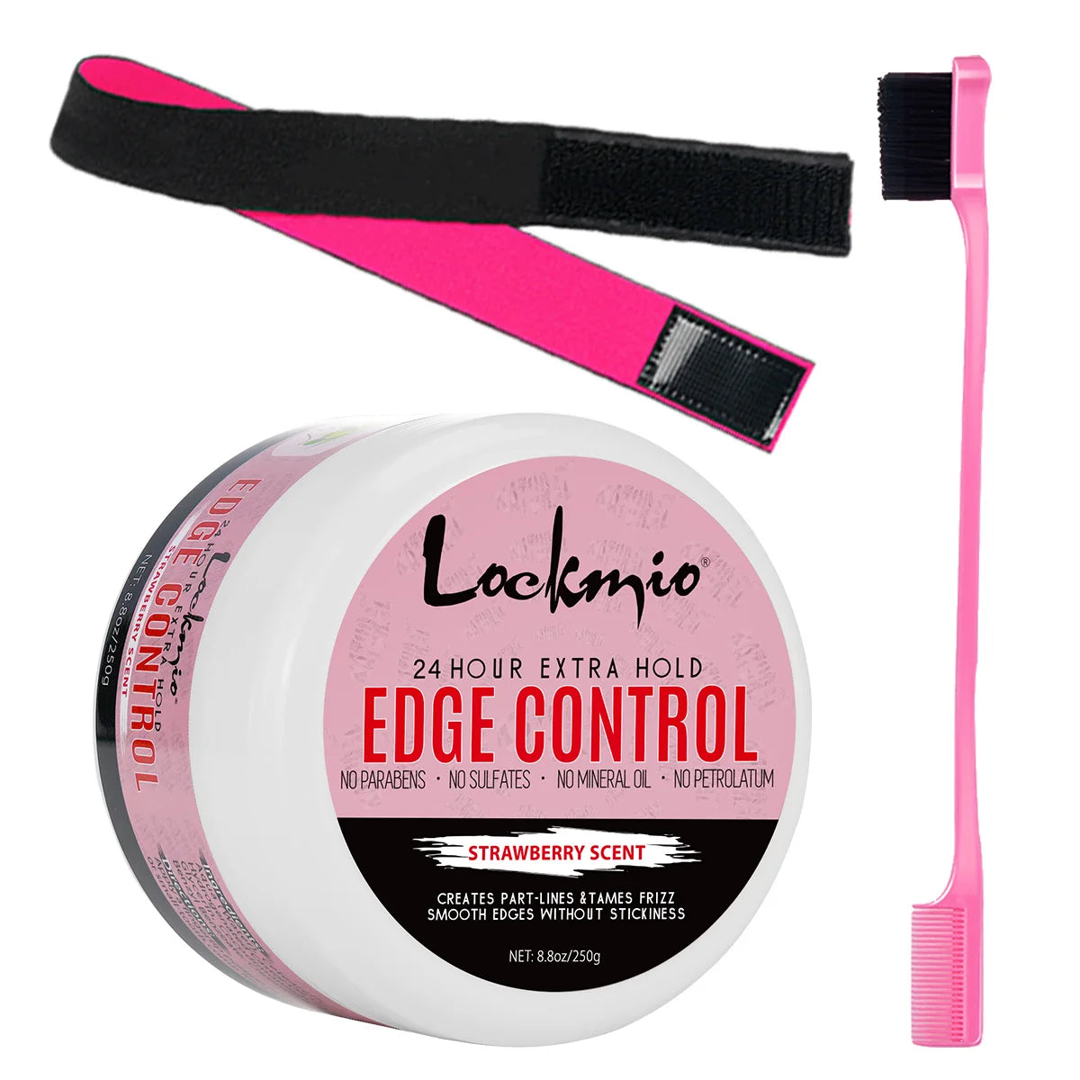 Lockmio Edge Control Wax 250g Hair Pomade Gel with Brush and Band - 1