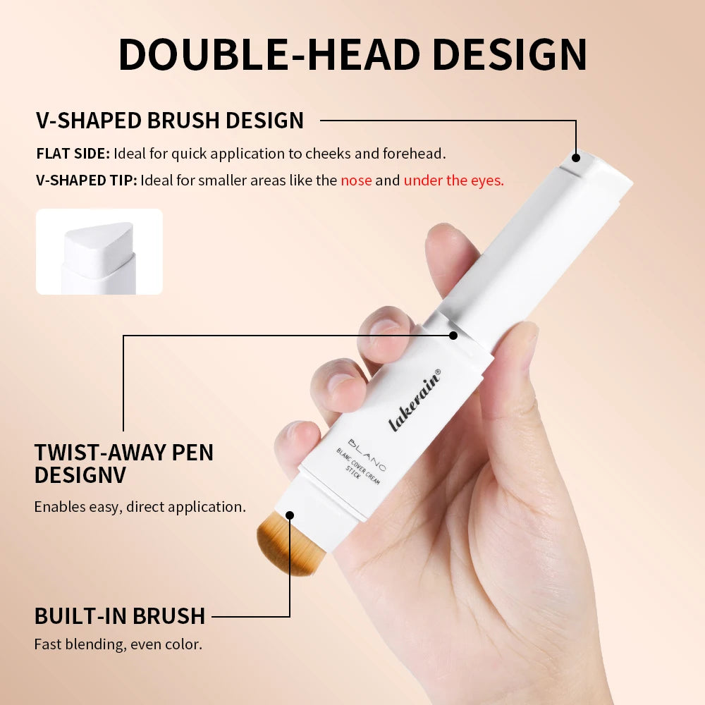 Color-Adapting Foundation Stick with Built-in Blending Brush