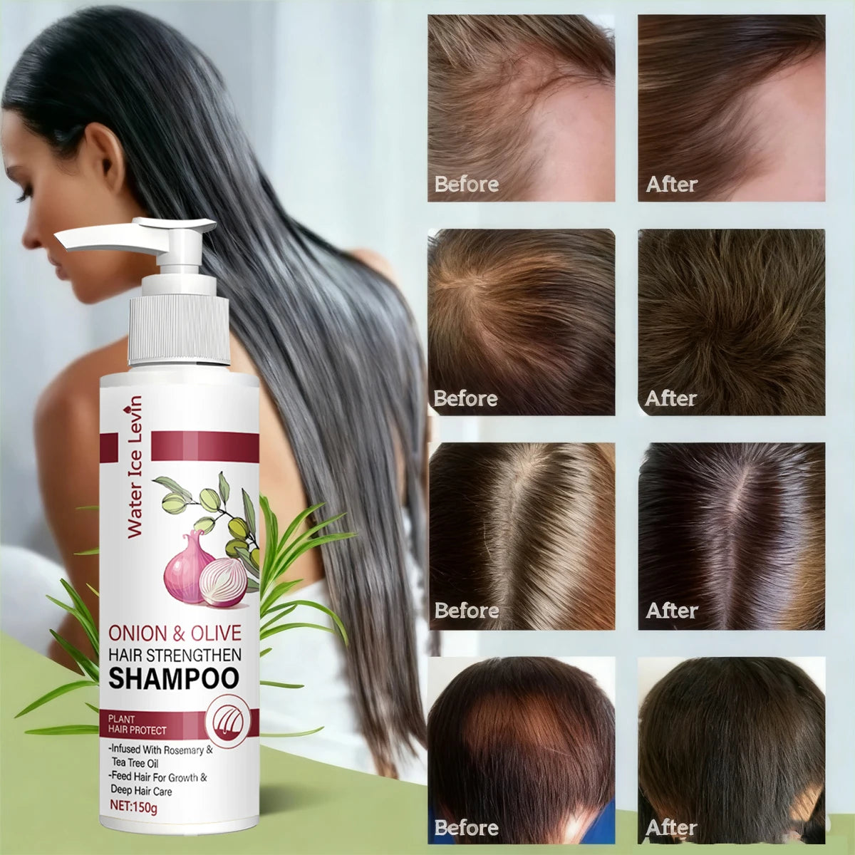 Onion and Olive Hair Strengthening Shampoo with Biotin and Rosemary Oil