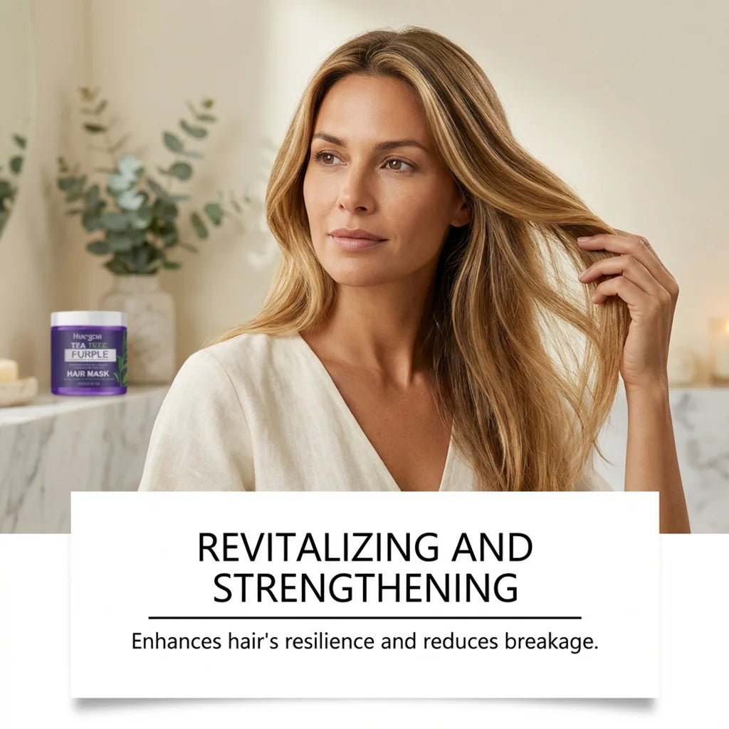 Tea Tree Purple Hair Mask for Neutralizing Brassiness and Hair Repair - 5