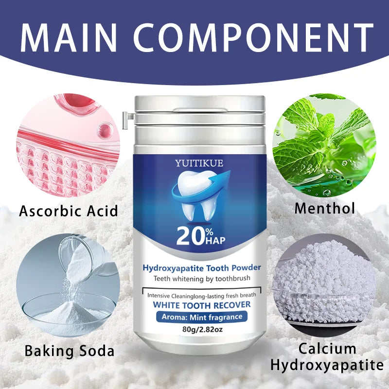 YUITIKUE 20% HAP Hydroxyapatite Toothpaste Teeth Whitening Mint Powder - 7
