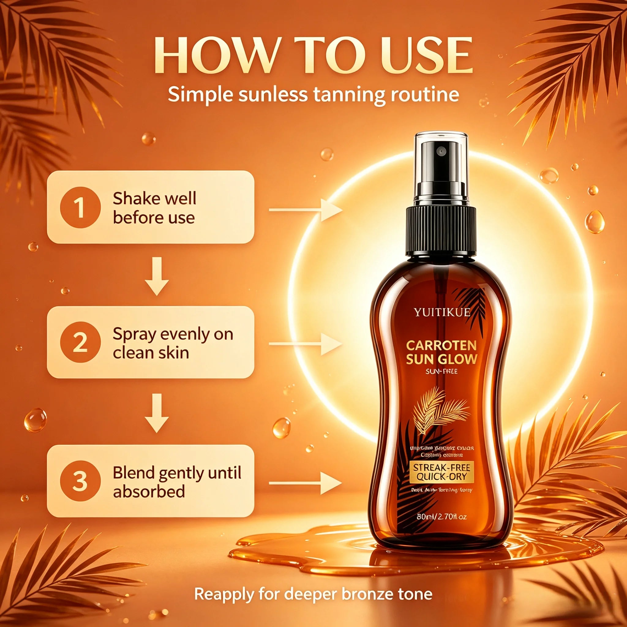 YUITIKUE Self Tanning Spray Streak Free Bronzing Sunless Tanning Mist - 6