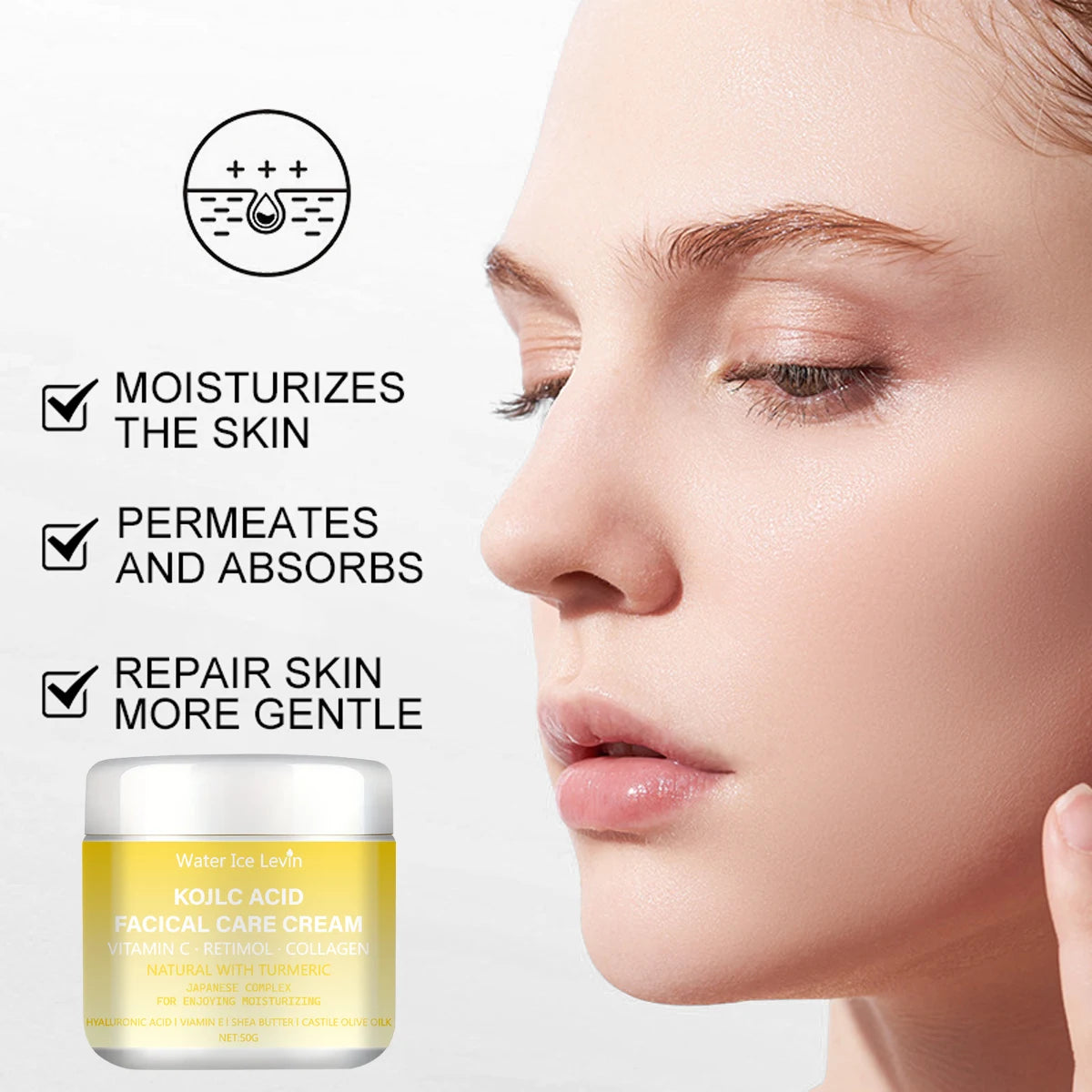 Water Ice Levin Kojic Acid Brightening Cream Vitamin C Retinol Moisturizer